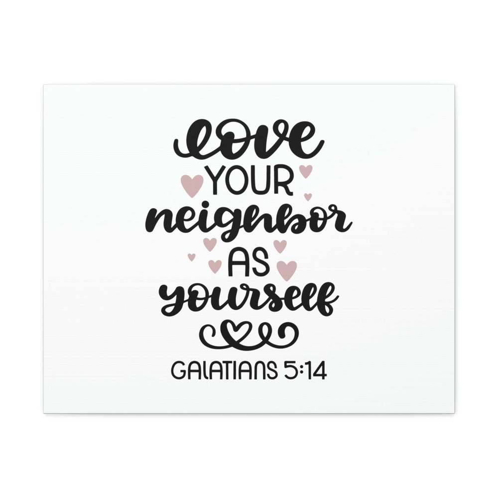 Scripture Sign Love Your Neighbor Galatians 5:14 Hearts Christian Wall Art Bibl